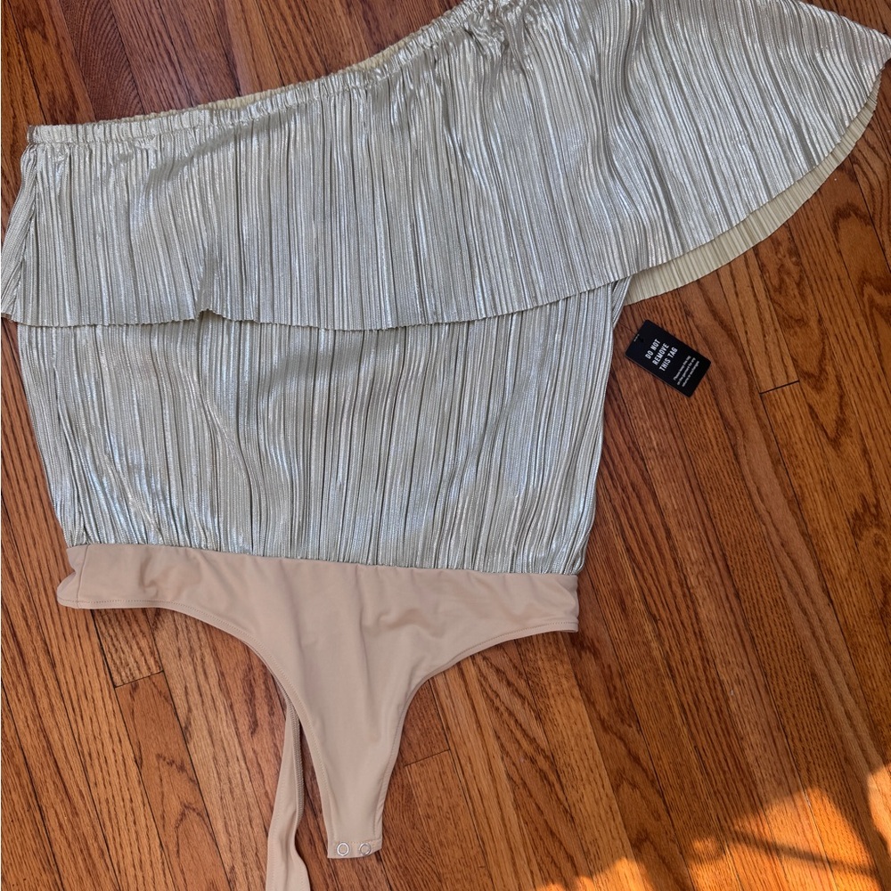 NWT- Express x Rachel Zoe Gold and Cream Bodysuit